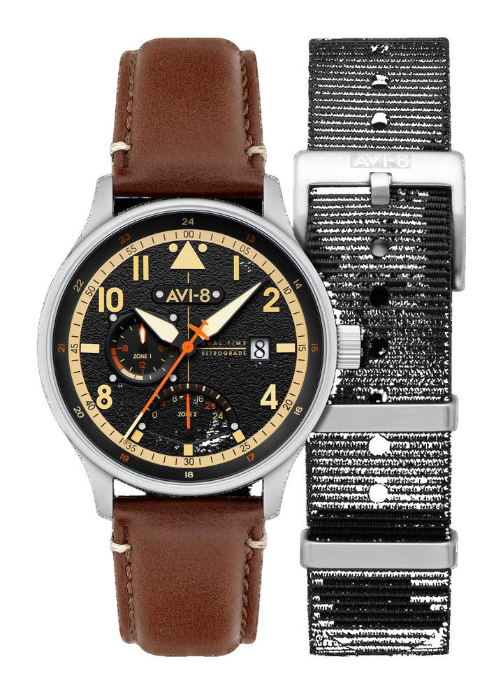 Mckellar Dual Time Black / Leather | Black Dial