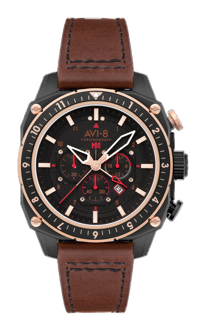 ATLAS DUAL TIME CHRONOGRAPH BLACK / LEATHER | Black Dial