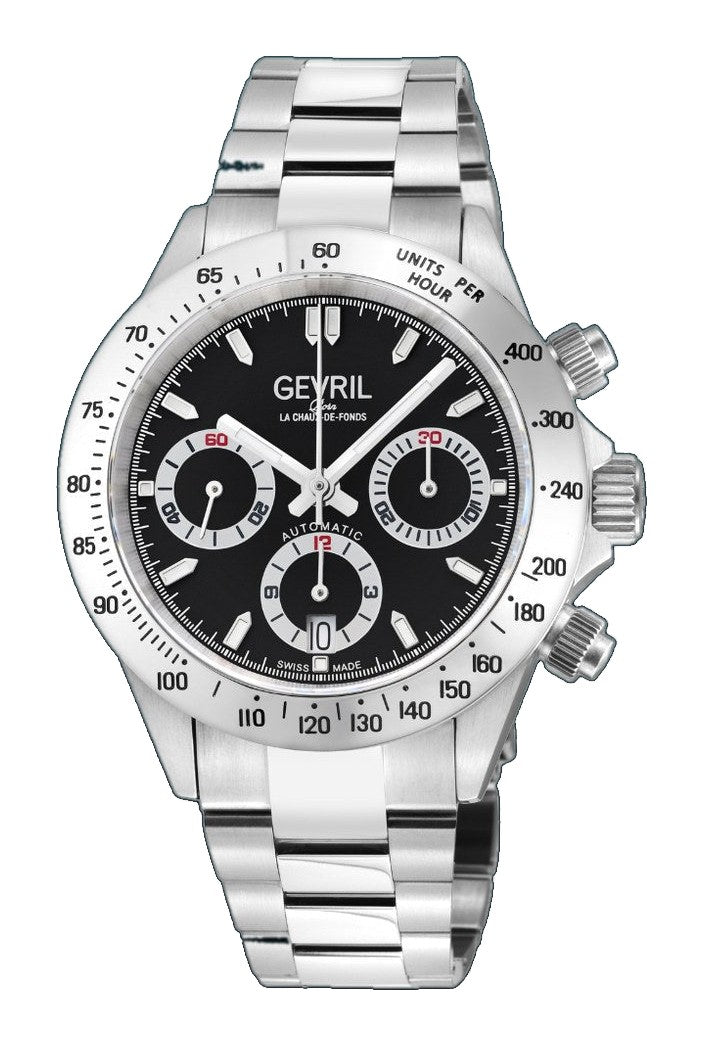 New Amsterdam Swiss made Automatic Chrono, ETA 7753, White Dial, Stainless steel | Black Dial