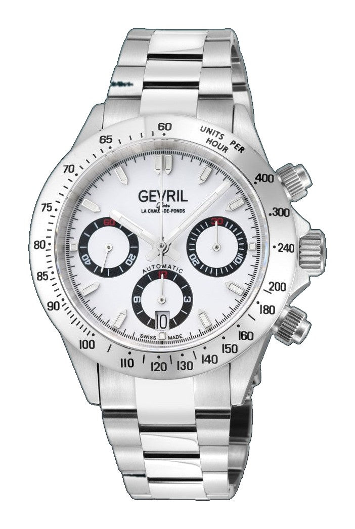 New Amsterdam Swiss made Automatic Chrono, ETA 7753, White Dial, Stainless steel | White Dial
