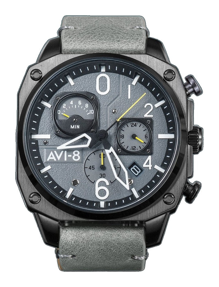 Hawker Hunter Retrograde Chronograph Gray / Leather | Gray Dial