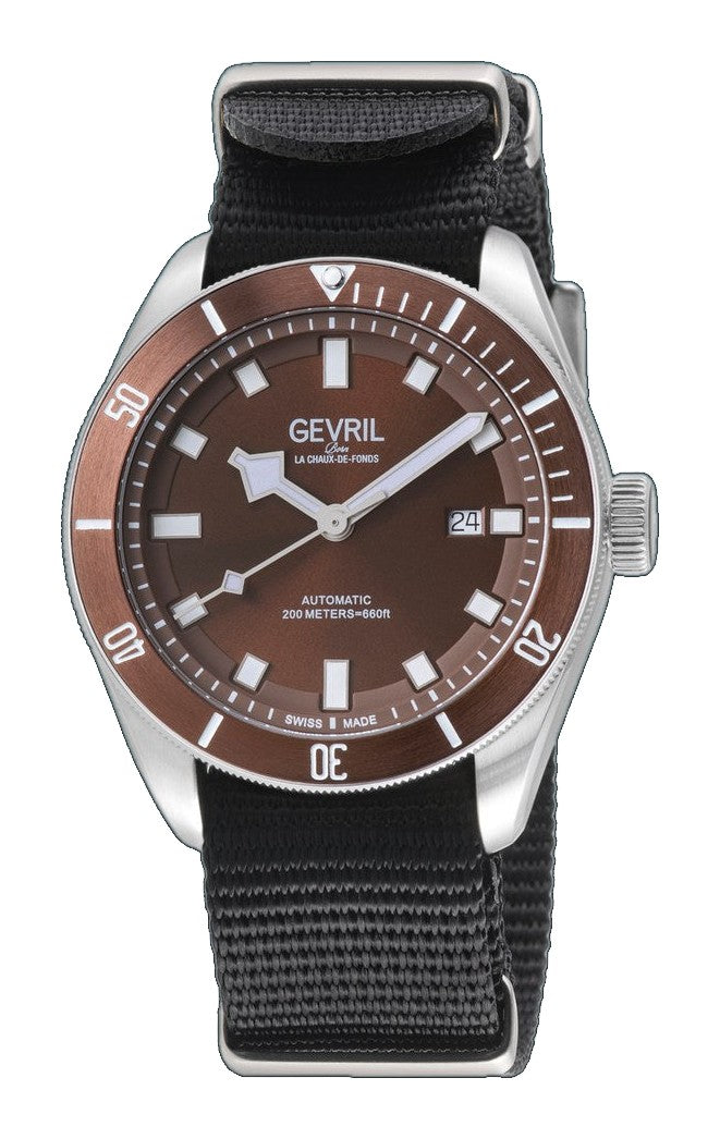 Yorkville Gevril Men's Brown Dial Sellita SW200 Swiss Automatic Unidirectional Bezel  Watch | Brown Dial