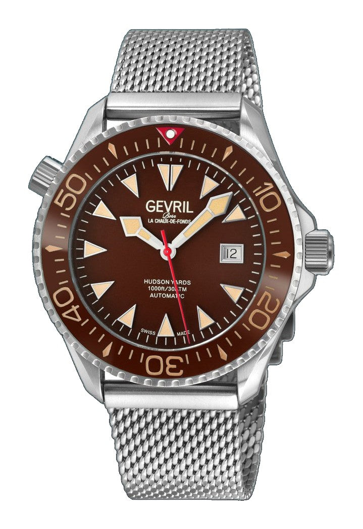 Hudson Yards Swiss Automatic SW200 - Date display Diver watch, Brown Ceramic bezel, Brown enamel dial with Old Radium Luminous | Brown Dial