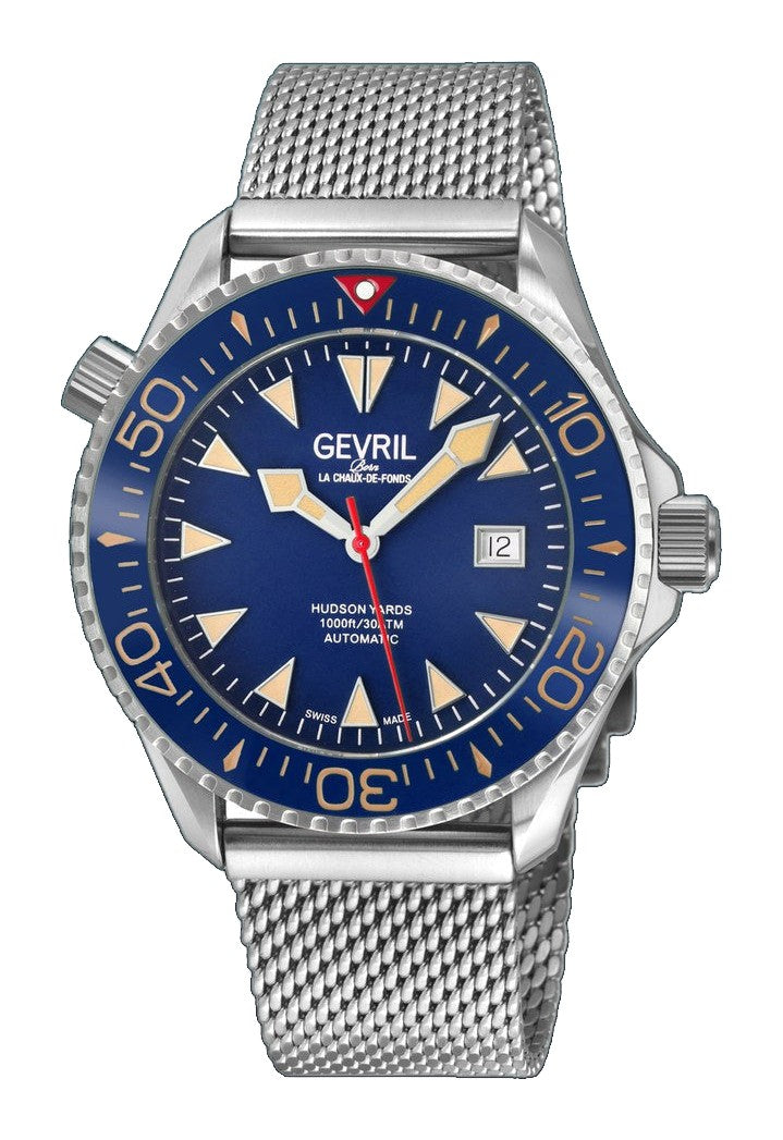 Hudson Yards Swiss Automatic SW200 - Date display Diver watch, Blue Ceramic bezel, Blue enamel dial with Old Radium Luminous | Blue Dial