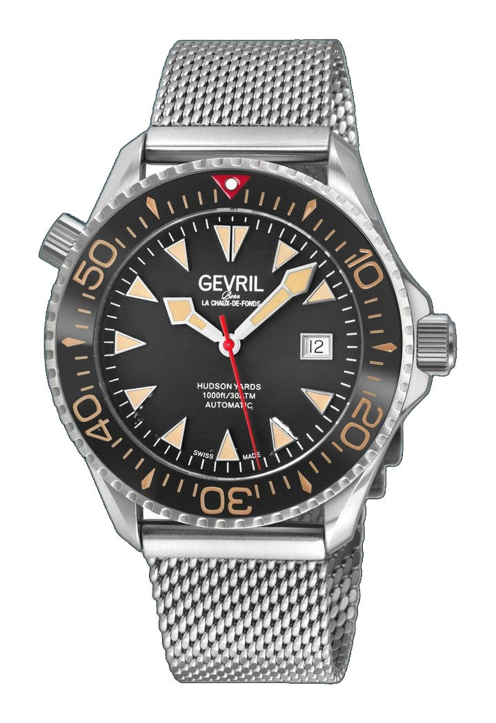 Hudson Yards Swiss Automatic SW200 - Date display Diver watch, Black Ceramic bezel, Black enamel dial with Old Radium Luminous | Black Dial