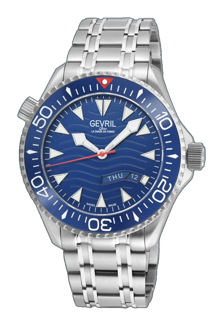 Hudson Yards Swiss Automatic Custom made SW220 - Day/Date display Diver watch, Blue Ceramic bezel, Unidirectional Rotating bezel. | Blue Dial
