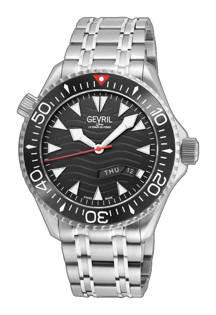 Hudson Yards Swiss Automatic Custom made SW220 - Day/Date display Diver watch, Black Ceramic bezel, Unidirectional Rotating bezel. Black Dial