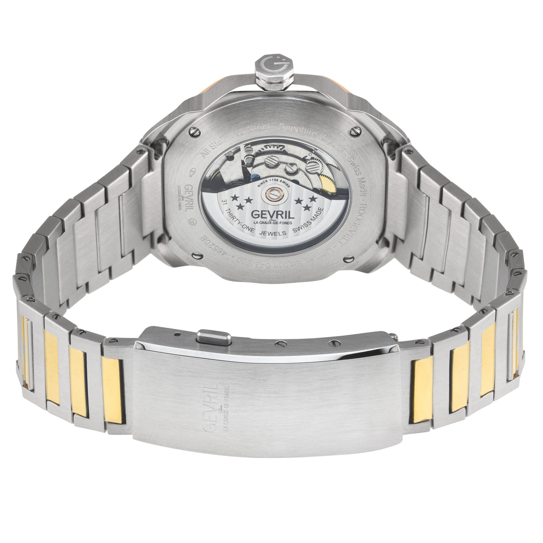 Roosevelt Gevril SS Case, IPYG Bezel, Blue checkered dial, SS/IPYG  Bracelet. | 