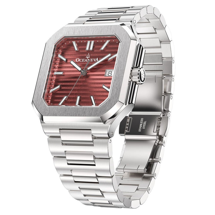 Tenuis Ultra-Thin Automatic Watch – Burgundy/Silver