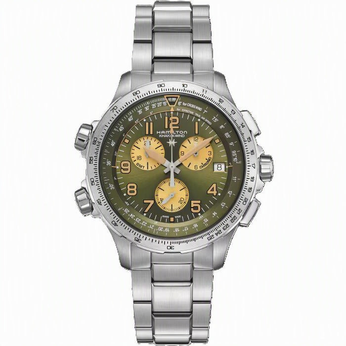 Khaki Aviation Green dial / Silver Stainless Steel Bracelet Green Dial