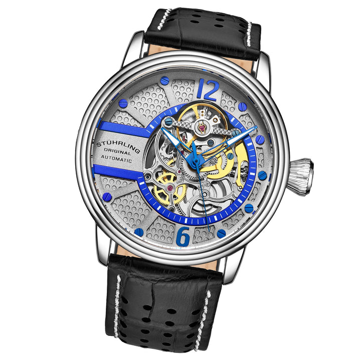 Legacy Black/Silver/Blue Leather | Silver Dial