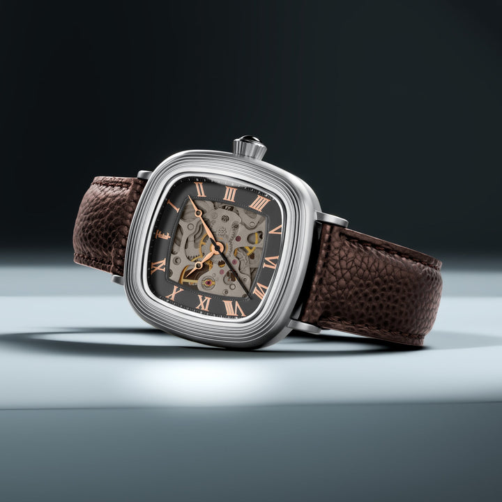Heritage Chester Skeleton Automatic Grey / Genuine Leather | Grey Dial