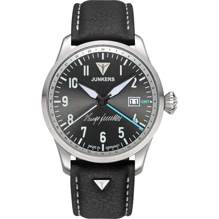 Hugo Junkers GMT Signature Edition GMT Anthracite Dial / Black Leather Strap Ant