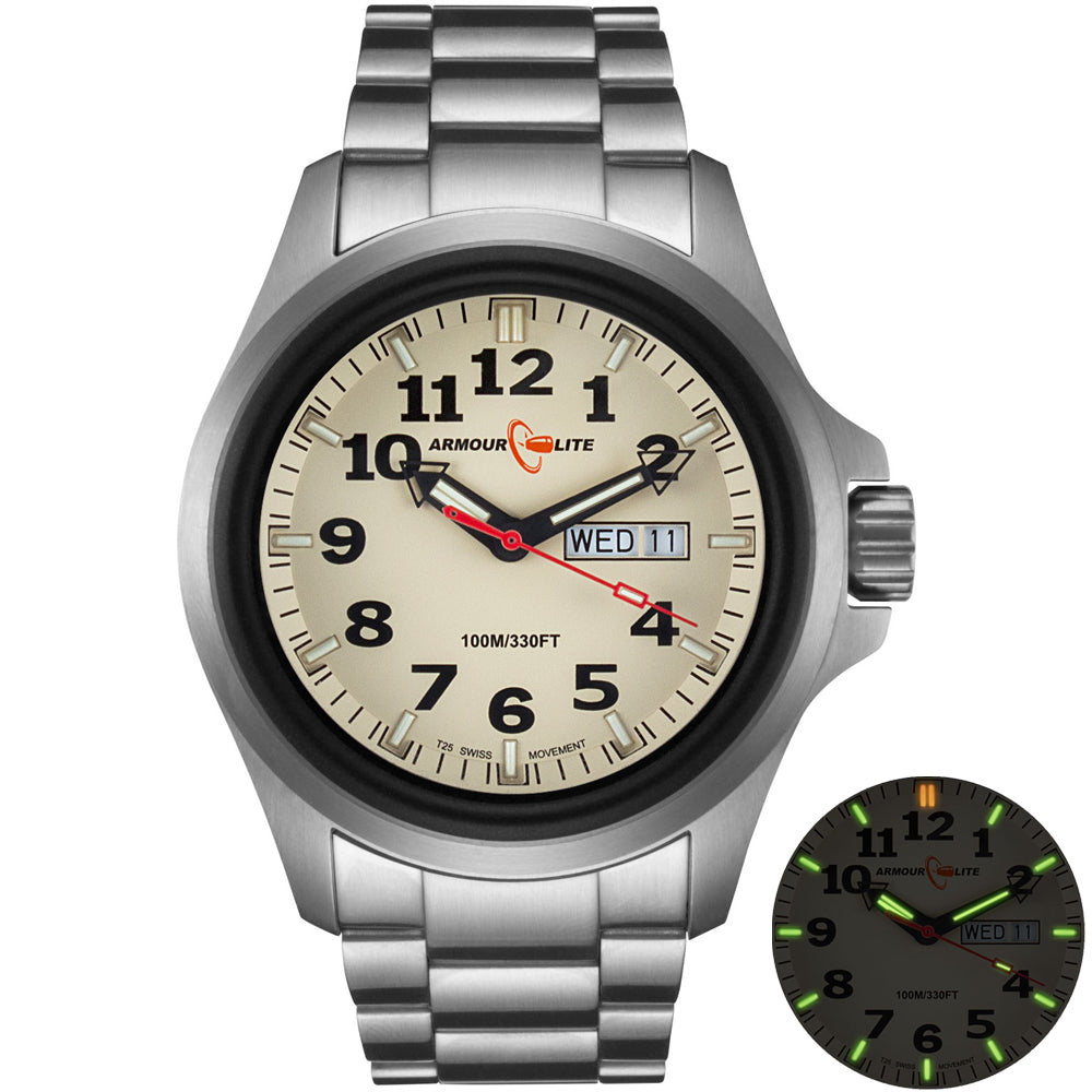Officer AL815 Tritium Illuminated w/ Shatterproof Armourglass Crystal Stainless 
