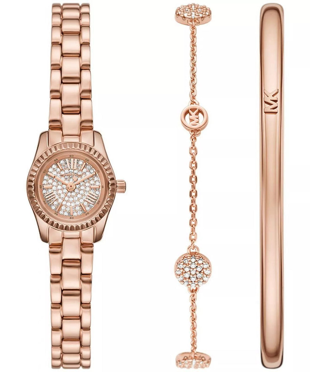 Lexington Mini Crystal Pave Dial Rose Gold Stainless Steel Bracelet 19mm Crystal
