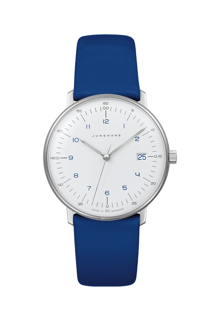 Max Bill Damen White Dial / Blue Leather Strap White Dial