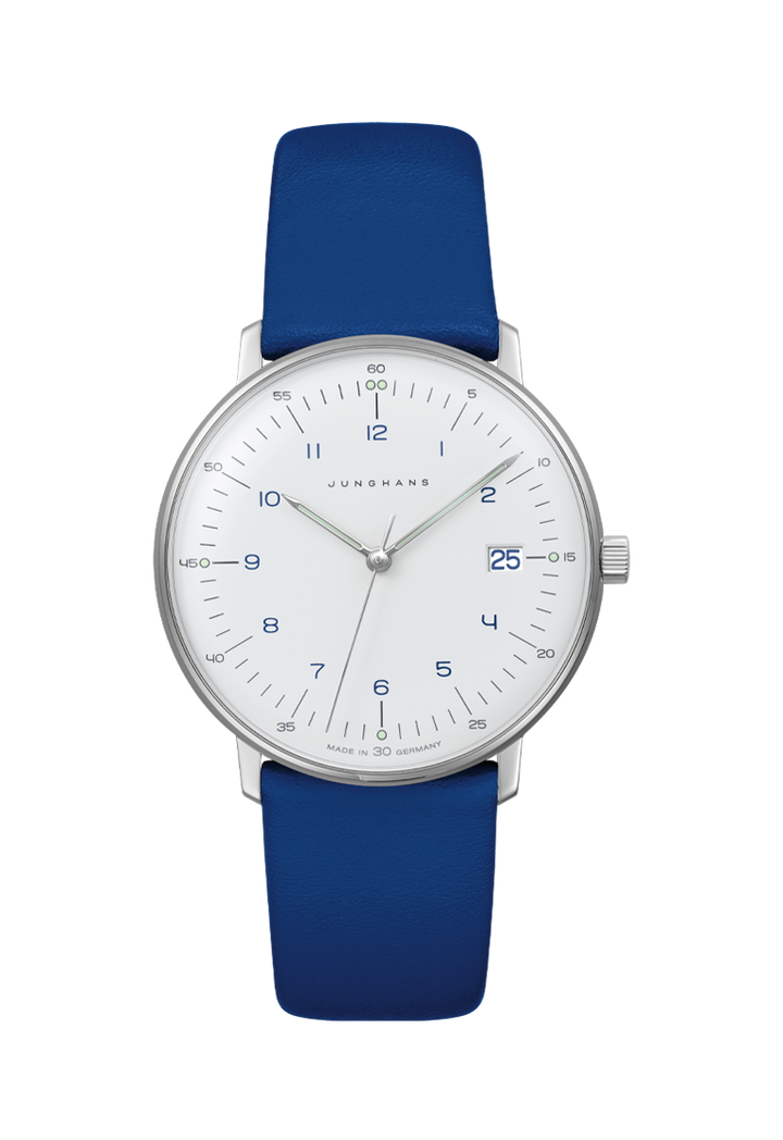 Max Bill Damen White Dial / Blue Leather Strap White Dial
