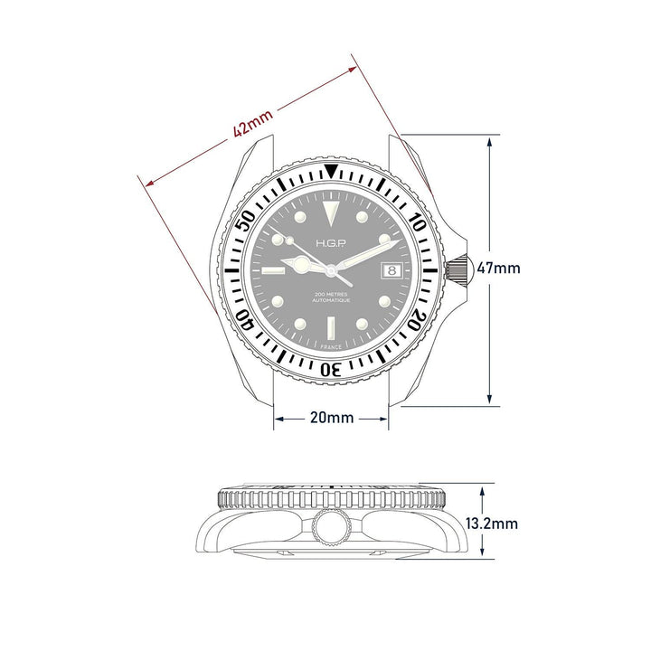 Diver 200M Automatic No-Date Black Dial and Bezel / 3-Link Stainless Steel Brace