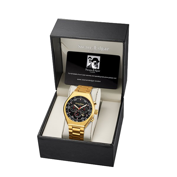 Contemporary Classic Gold/Stainless Steel Black Dial