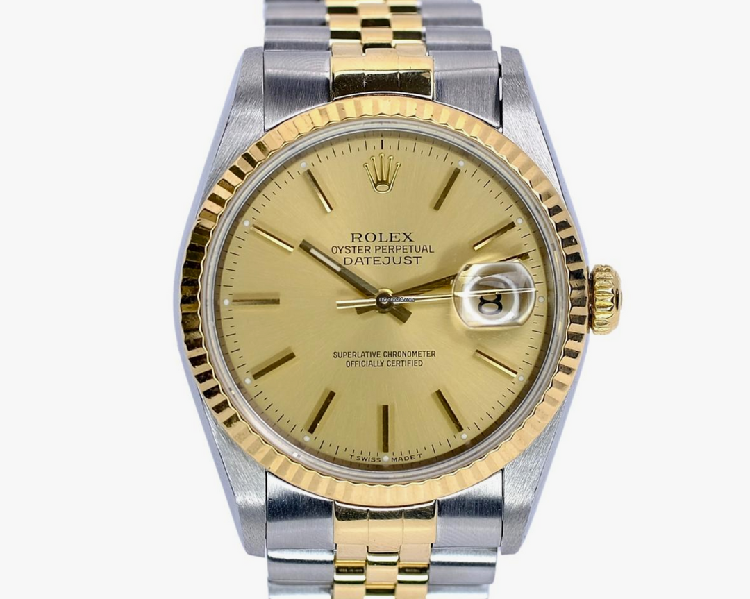 Pre-Owned Rolex 18k Yellow Gold Fluted Bezel Datejust- Ref.16233