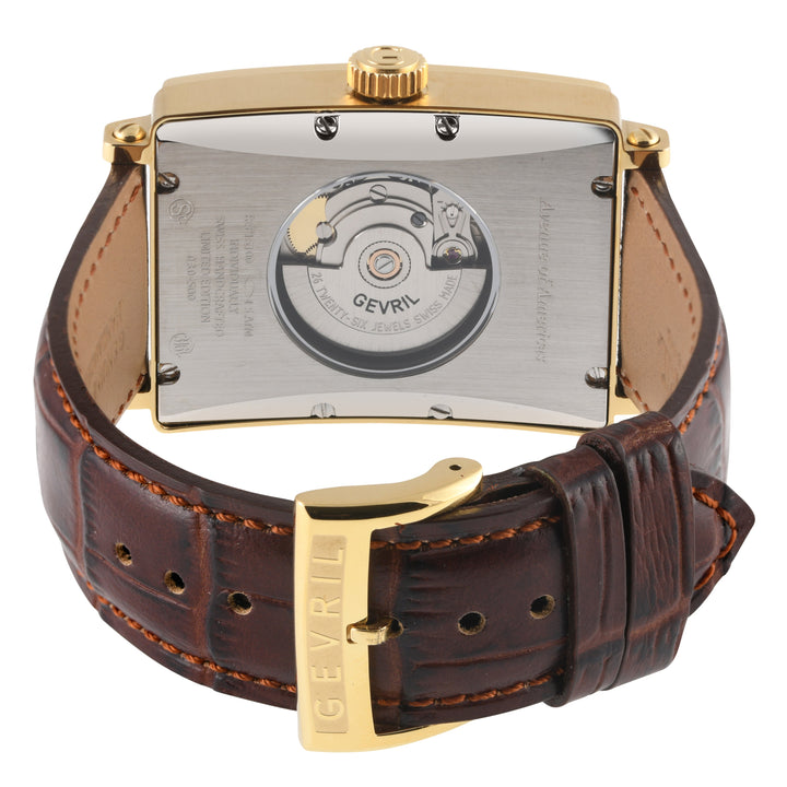 Avenue of Americas Swiss made Automatic Sellita SW200 rectangle White Brown YG |