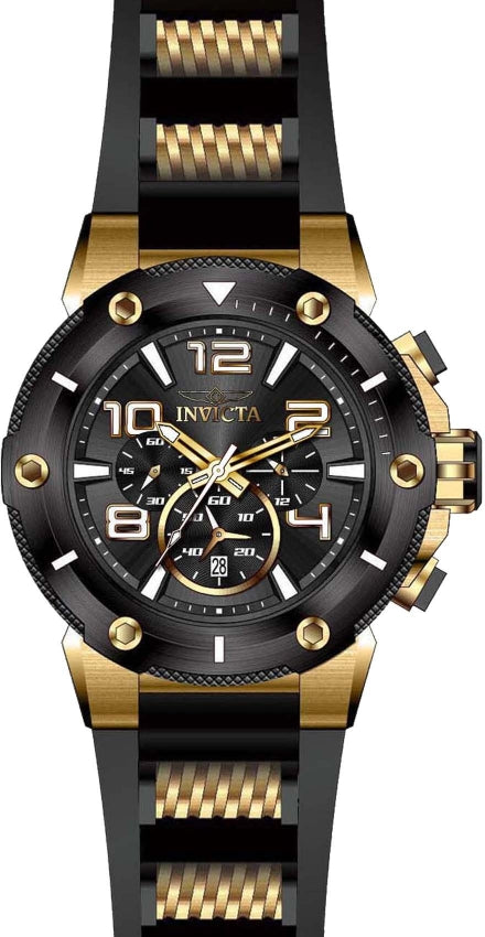 Speedway Chronograph Black Dial / Two-Tone Black / Gold Silicone And Stainless S