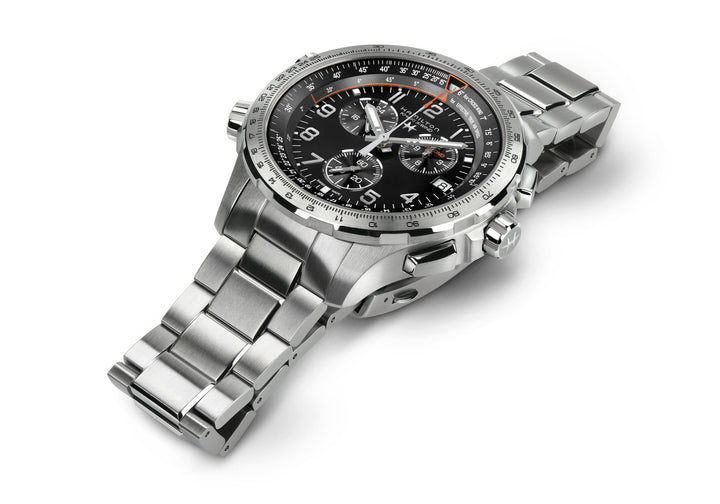 Khaki Aviation X-Wind GMT Chrono Quartz Silver-tone