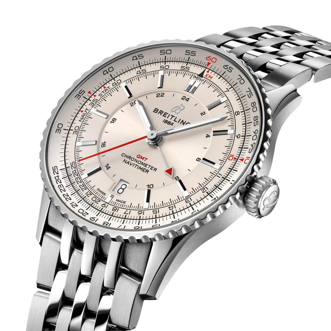 Navitimer GMT 41 Silver Dial / Stainless Steel Bracelet Silver Dial