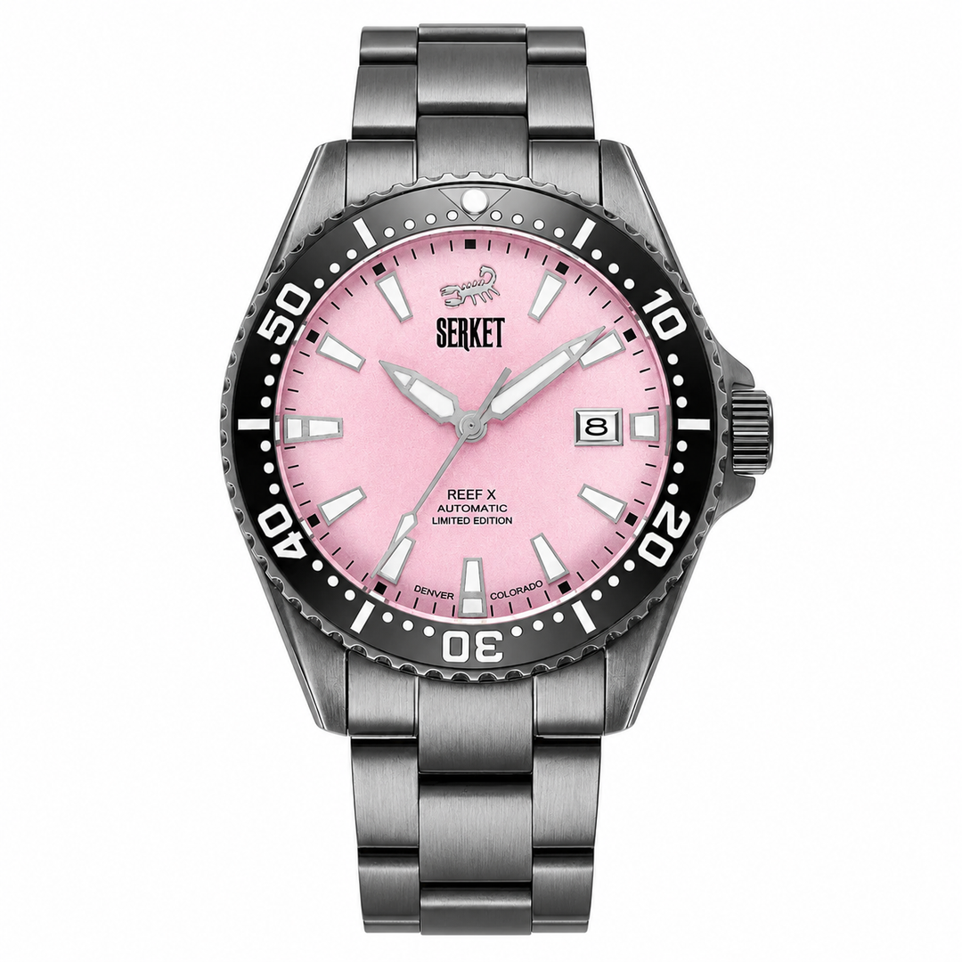 Reef X Diver Cotton Candy Black DLC Limited Edition 43mm Pink Dial