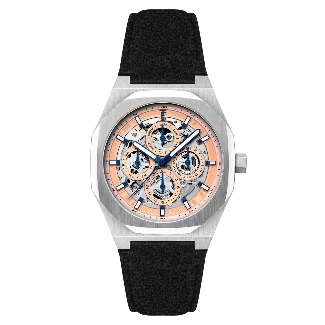 Discovery Drake Triple Calendar Skeleton Automatic Pink / Genuine Leather | Pink