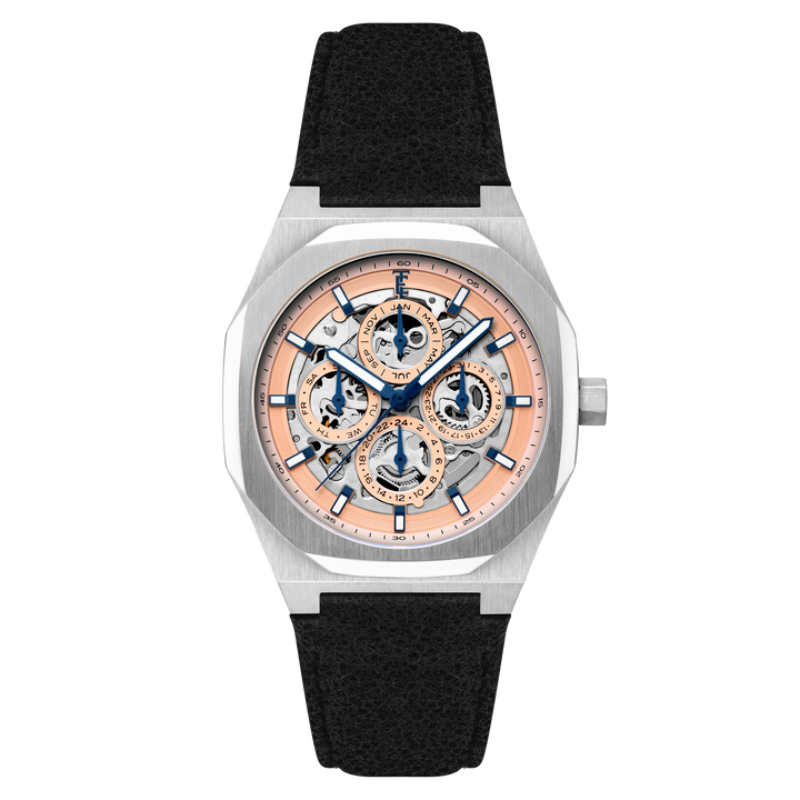 Discovery Drake Triple Calendar Skeleton Automatic Pink / Genuine Leather | Pink