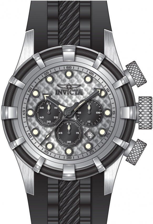Bolt Men Silver-Tone Dial / Black Silicone Strap Silver-tone Dial