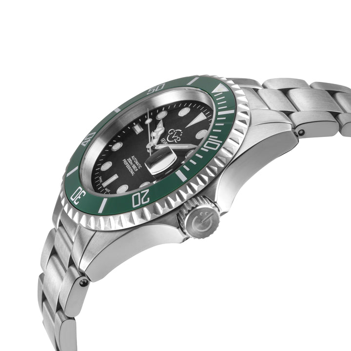 Liguria GV2 by Gevril Swiss Automatic, Black Dial, Green Bezel, SS Bracelet | Bl