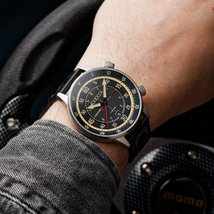 Rally Timer Automatic Black / Leather | Black Dial