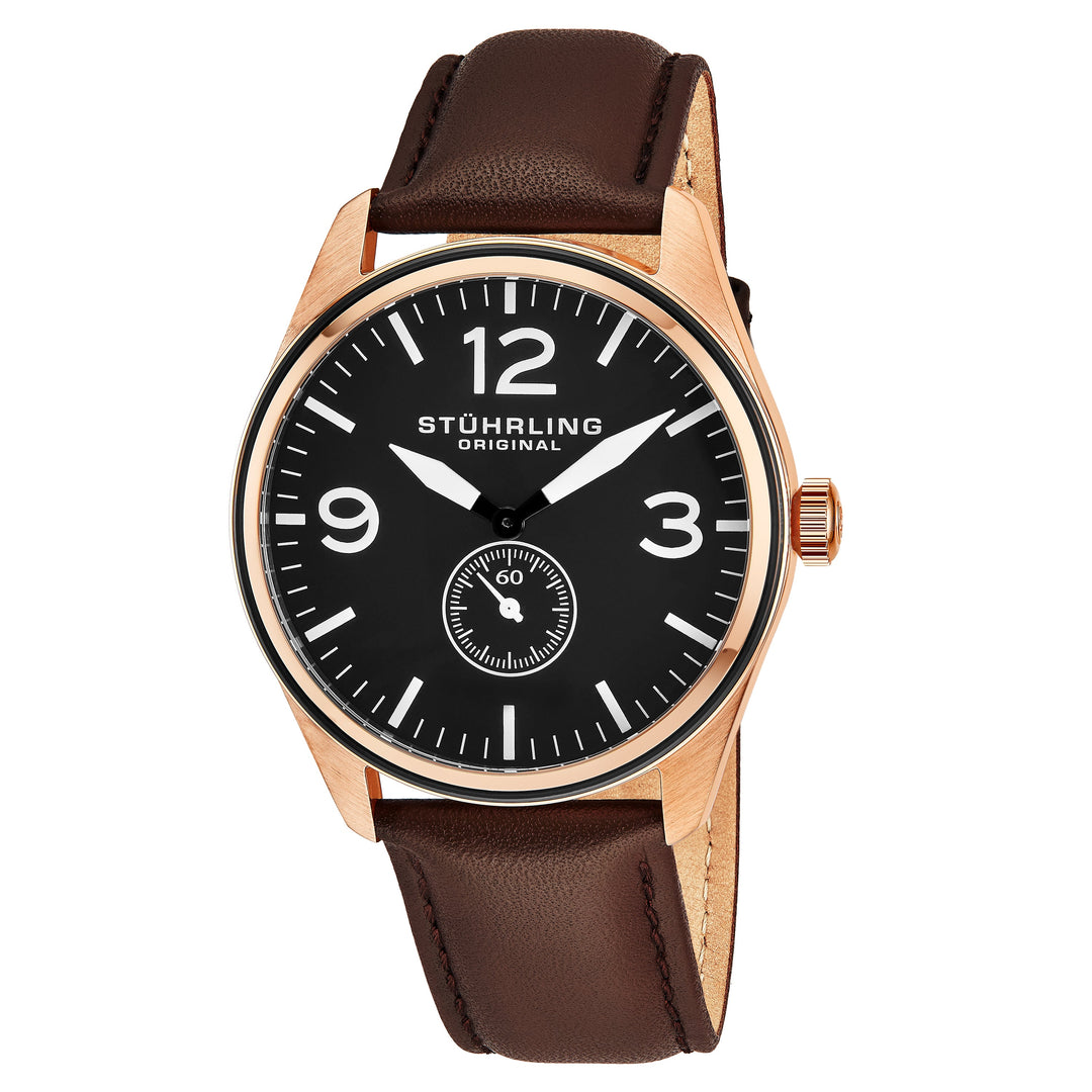 Aviator Brown/Leather/Black Dial/Rose Case | Black Dial
