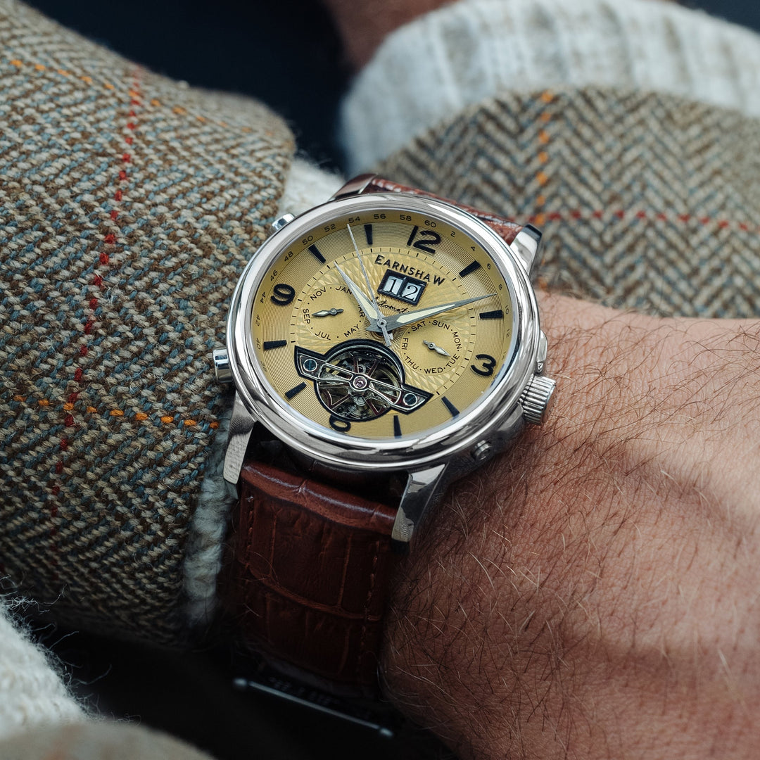 City Of London Marylebone Grand Date Calendar Open Heart Automatic Brown / Genui