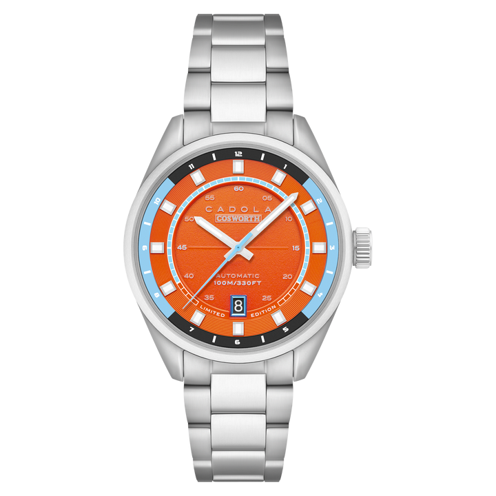 DFV-COSWORTH HELMET WATCH WINDER AUTOMATIC LIMITED EDITION ORANGE / STAINLESS ST
