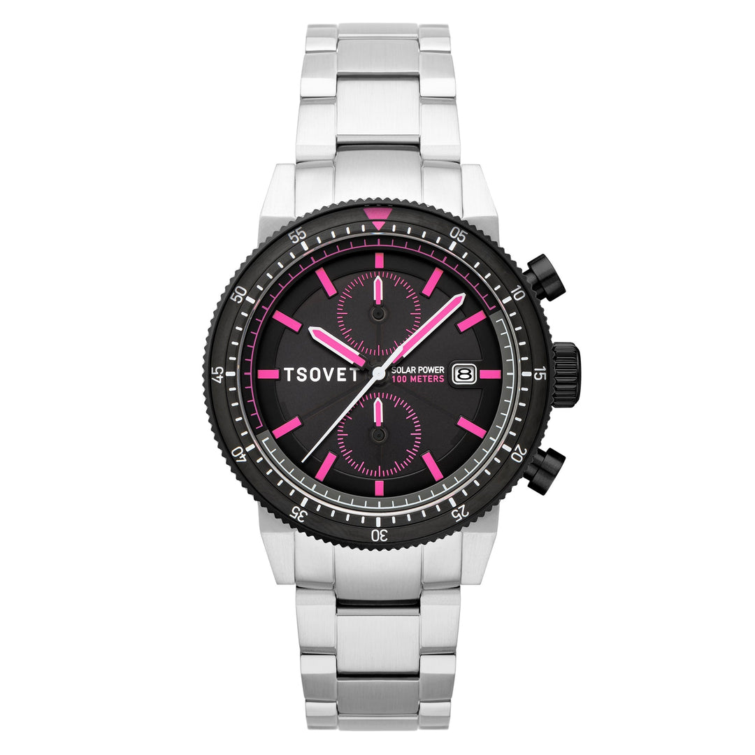 SLR FW42  Solar Powered Chronograph Black & Purple / Stainless Steel | Black Dia