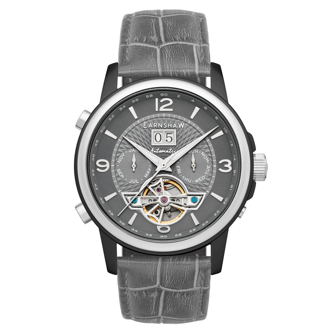 City Of London Marylebone Grand Date Calendar Open Heart Automatic Grey / Genuin