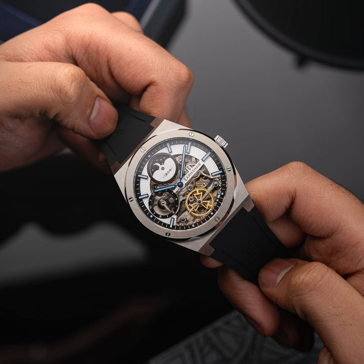 Drake Dual Time Automatic White / Black Silicone | White Dial
