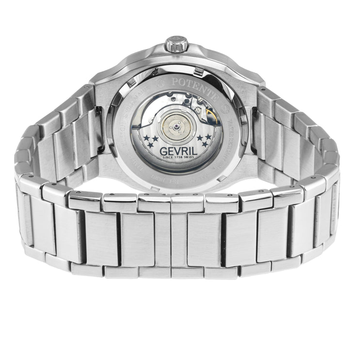 Potente Silver/Black, Silver band, Swiss Automatic Dress Watch | Black Dial