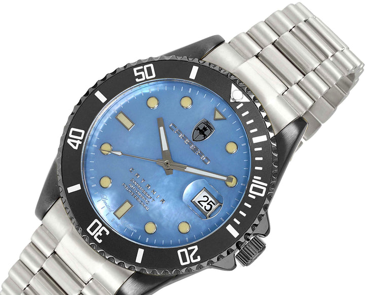 Catania-PD Blue - IP Black / Steel Bracelet Blue Mother-of-Pearl Dial