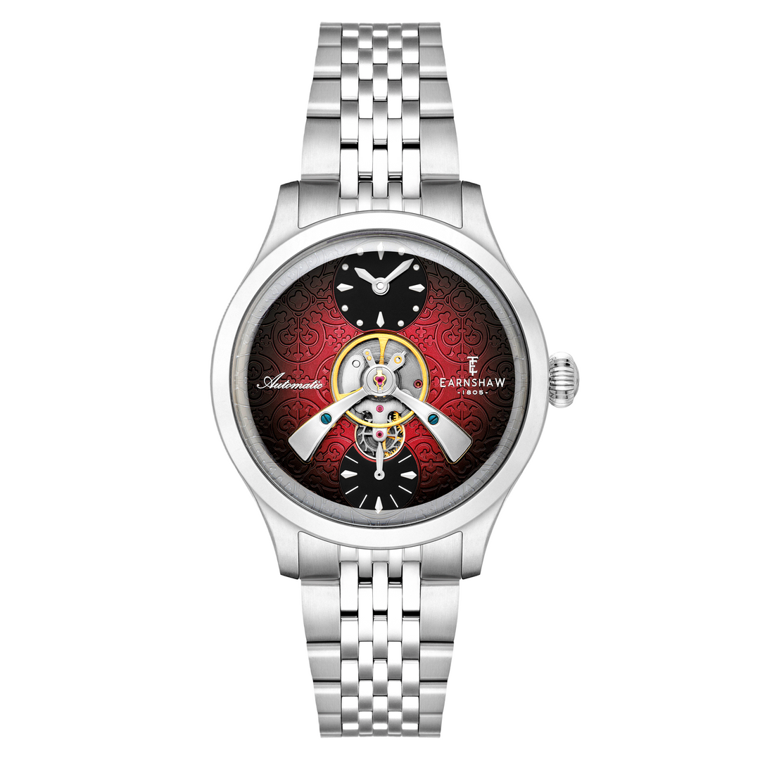 Dalton Fume Red  / Silver Stainless Steel Bracelet Red Dial