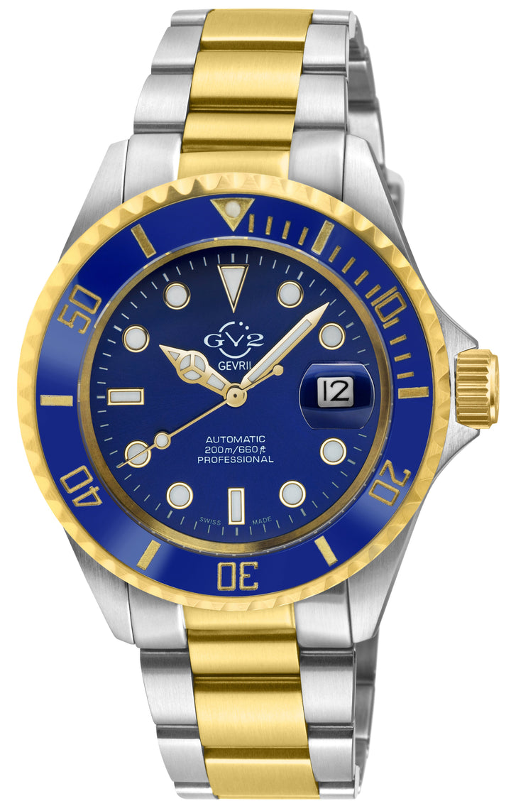 Liguria GV2 by Gevril Swiss Automatic, Blue Dial, Blue Bezel, SS/IPYG  Bracelet 