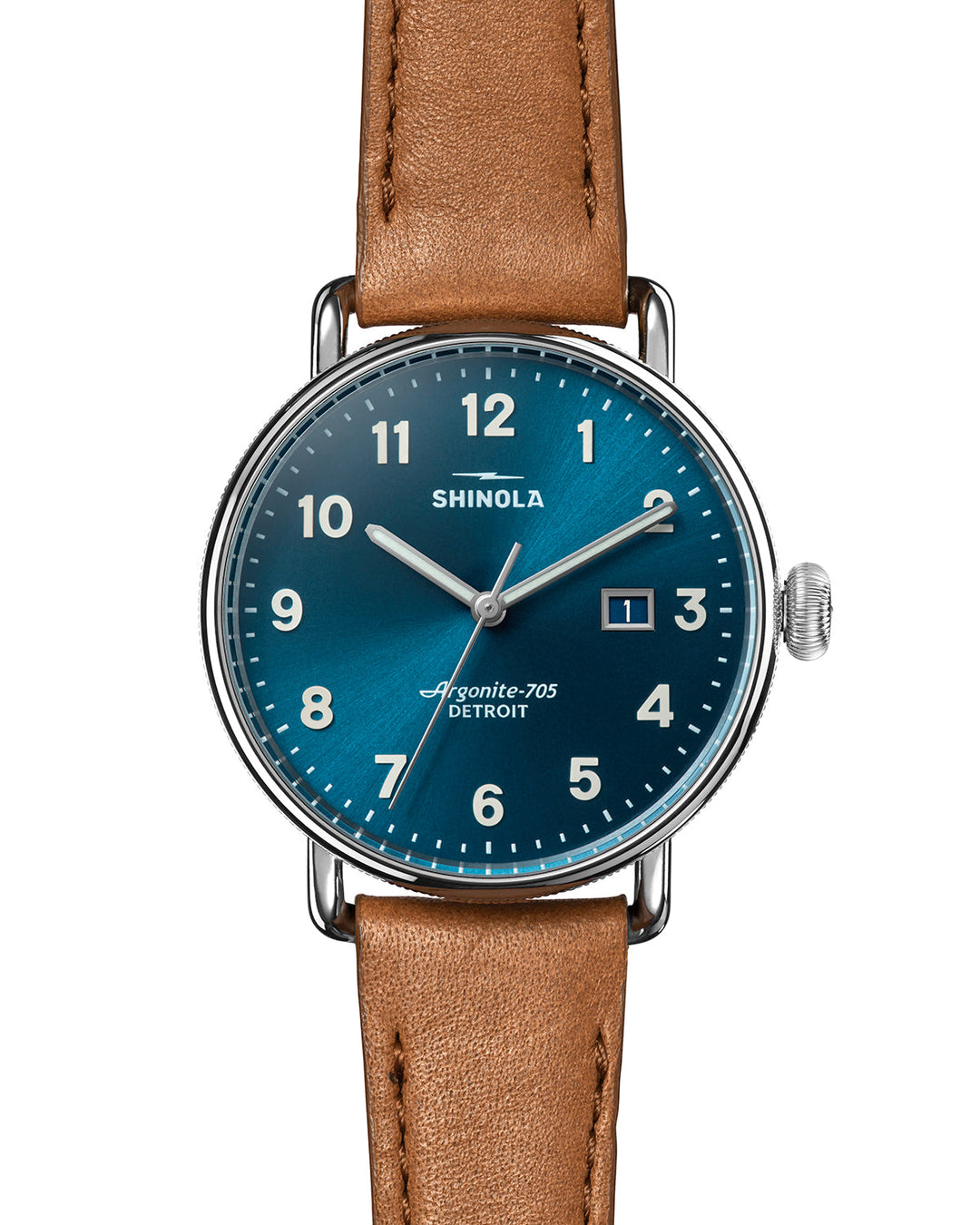 Shinola Canfield 3HD 38mm, Tan Leather Strap (Astro Blue)