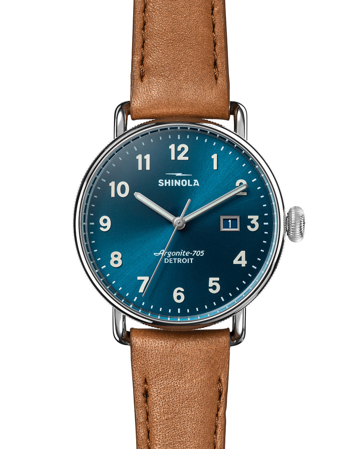 Shinola Canfield 3HD 38mm, Tan Leather Strap (Astro Blue)