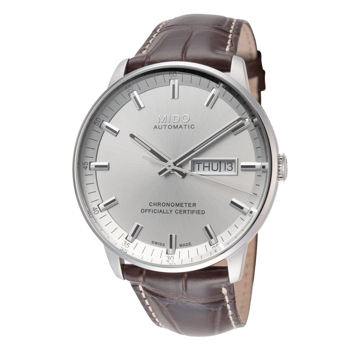 Commander II 40 mm / Silver / Brown Silver Dial