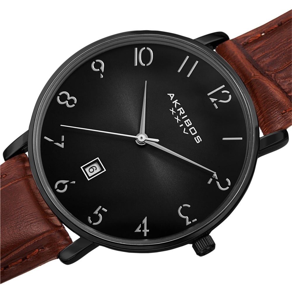 Quartz Black Dial Men's Watch Black/Brown | Black Dial
