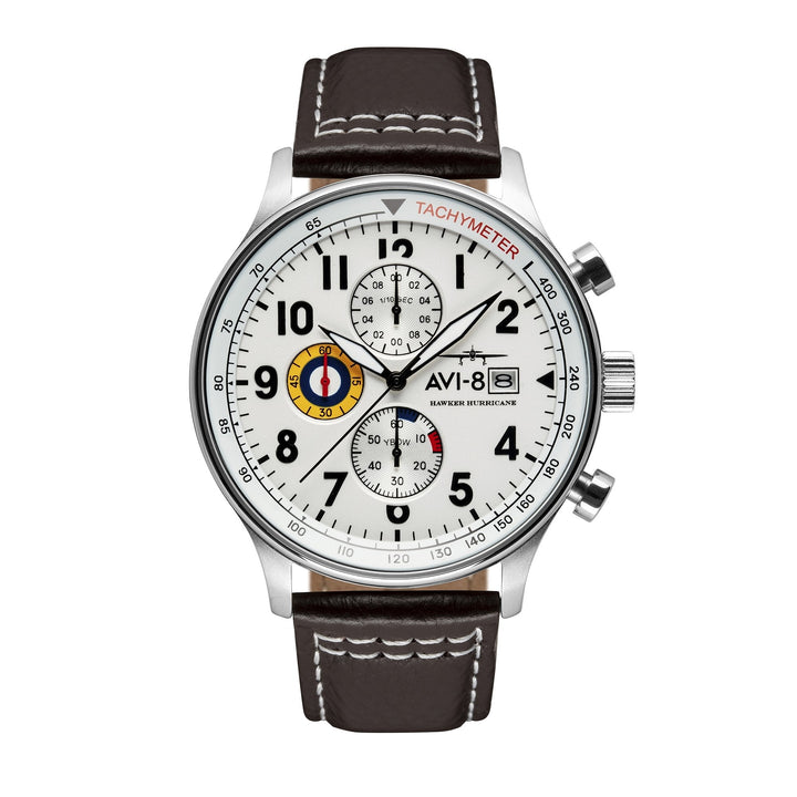 Hawker Hurricane Classic Chronograph White / Leather | White Dial