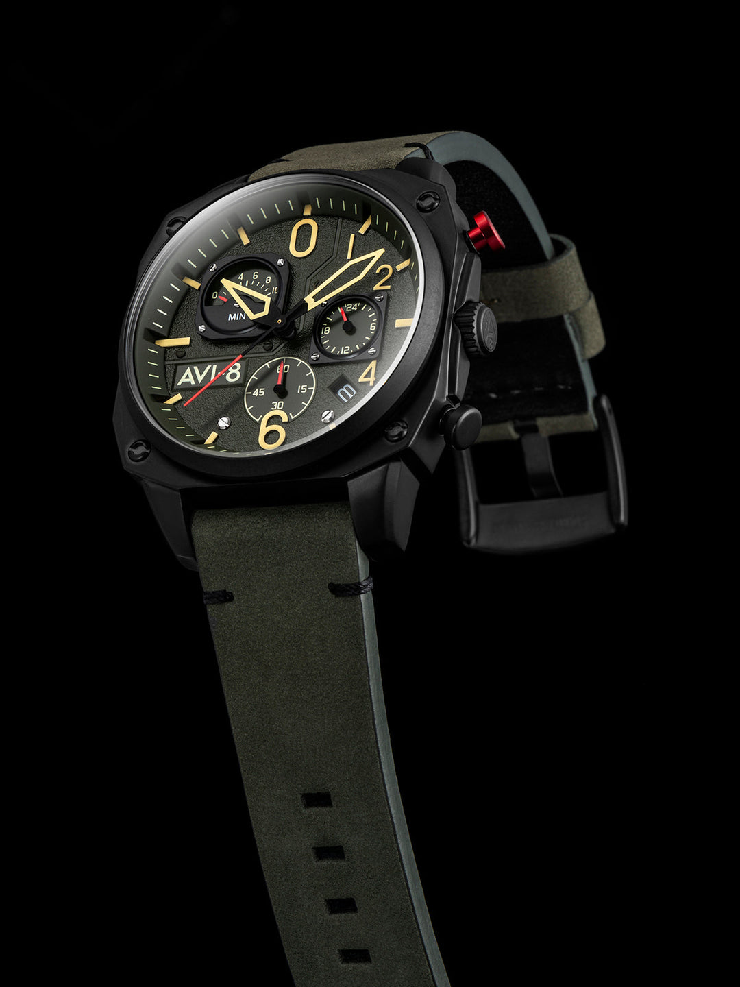 Hawker Hunter Retrograde Chronograph Green Dial / Leather | Green Dial